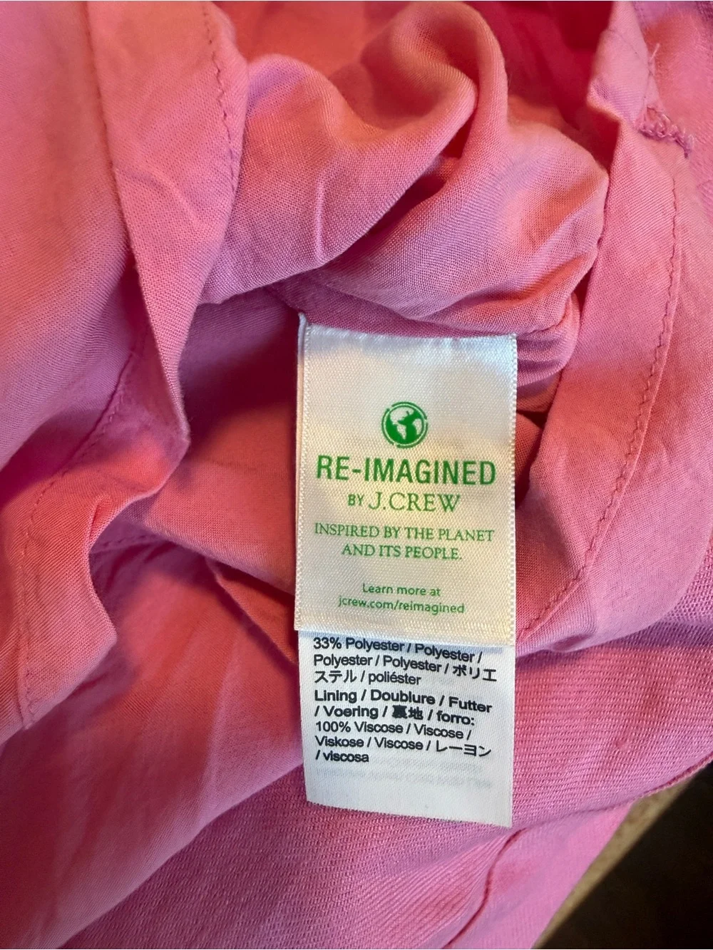 J. Crew Pink Bow-front shift dress in stretch linen blend